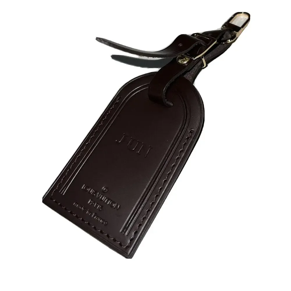 Louis Vuitton Name Tag w/ JUN Damier Ebene Leather Gold-tone France